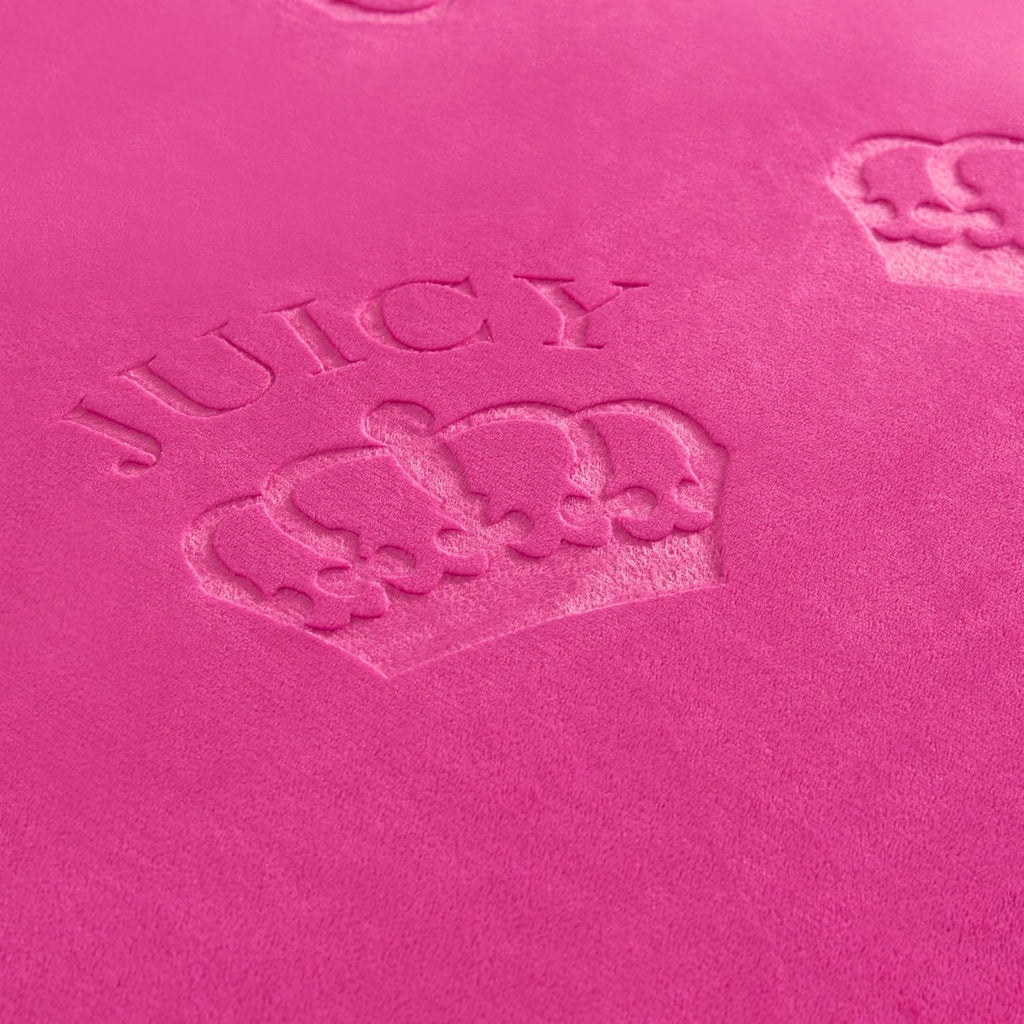 Juicy Couture Plush Reversible Embossed Crown 4-Piece Full/Queen Comforter Set with Decorative Pillow, Hot Pink