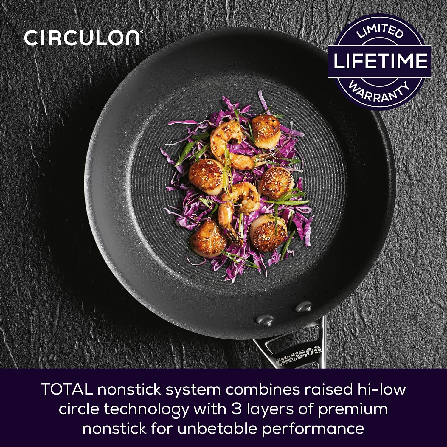 Circulon Infinite Saute Pan with Lid 24cm - Non Stick Induction Suitable Deep Frying Pan with Stainless Steel Lid, Base & Handles, Premium Dishwasher Safe, Heavy Gauge Hard Anodised Cookware