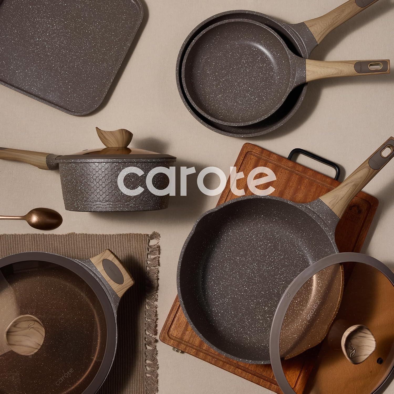 CAROTE 31pcs Pots and Pans Set Non Stick, Cookware Set Pots and Pans Induction Cook Ware, Nonstick Kitchen Cooking, PFOA Free