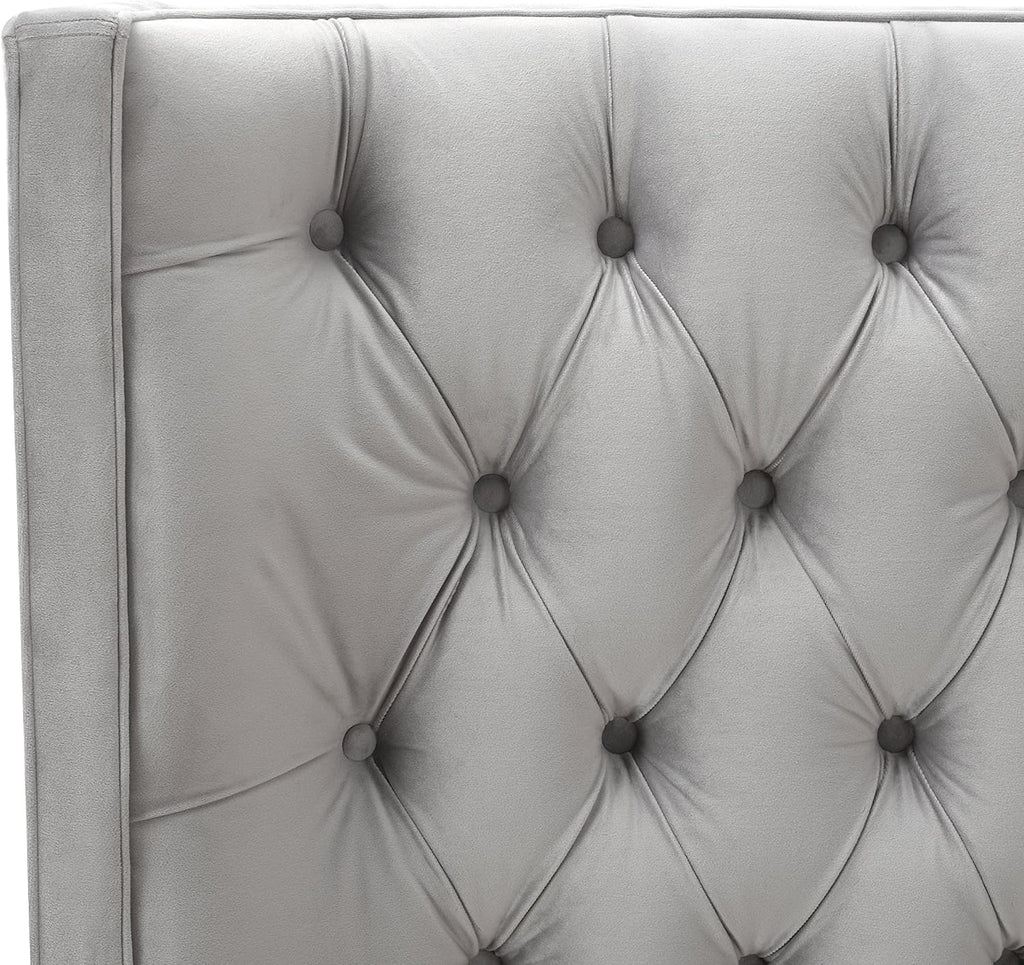 Jennifer Taylor Home Brooklyn King Tufted Panel Bed Headboard and Footboard Set, Opal Grey Velvet