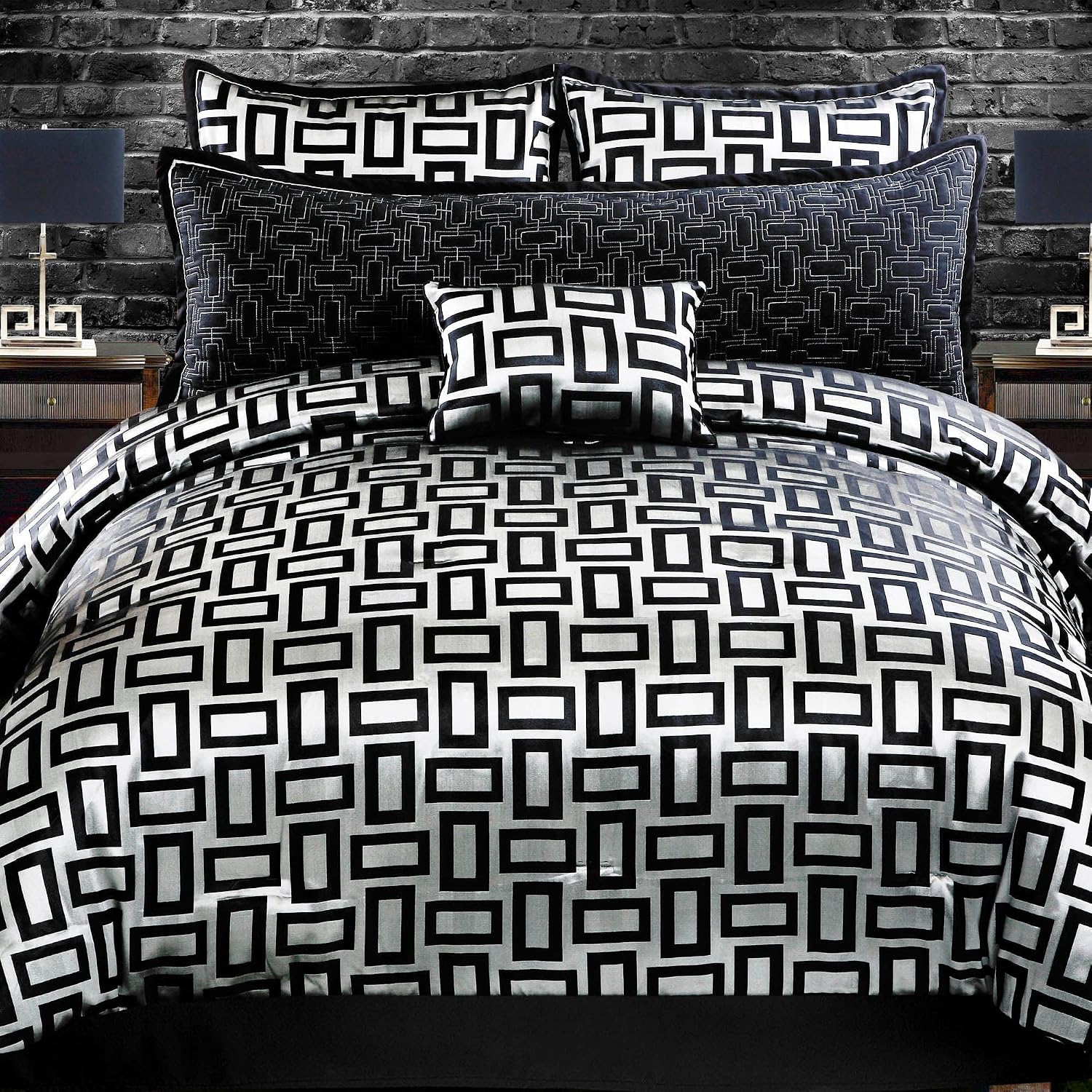 Riverbrook Home Elegant Collection Comforter Set, King, Kacy - Graphite/Black, 5-Piece Set