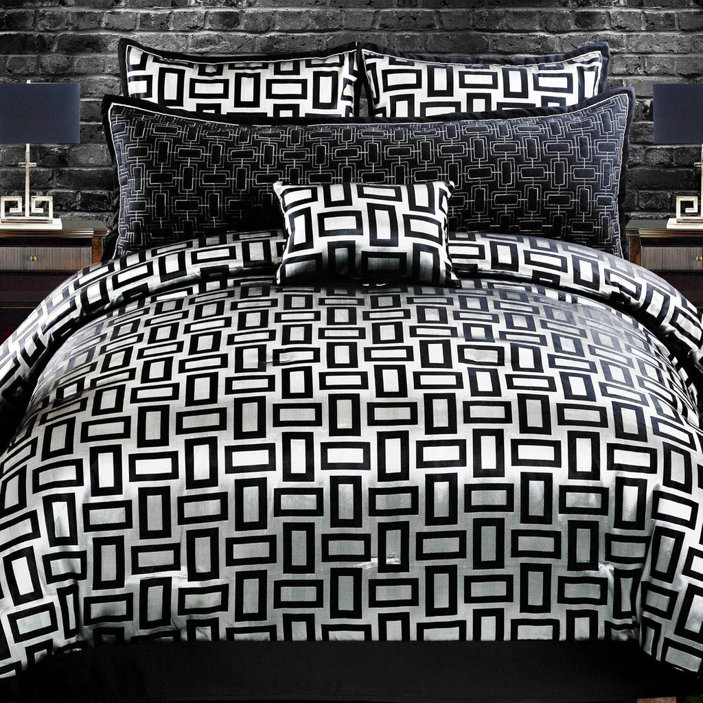 Riverbrook Home Elegant Collection Comforter Set, Queen, Kacy - Graphite/Black, 5-Piece Set