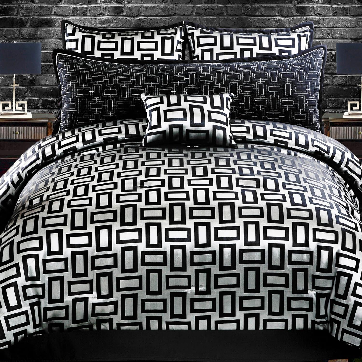 Riverbrook Home Elegant Collection Comforter Set, Queen, Kacy - Graphite/Black, 5-Piece Set