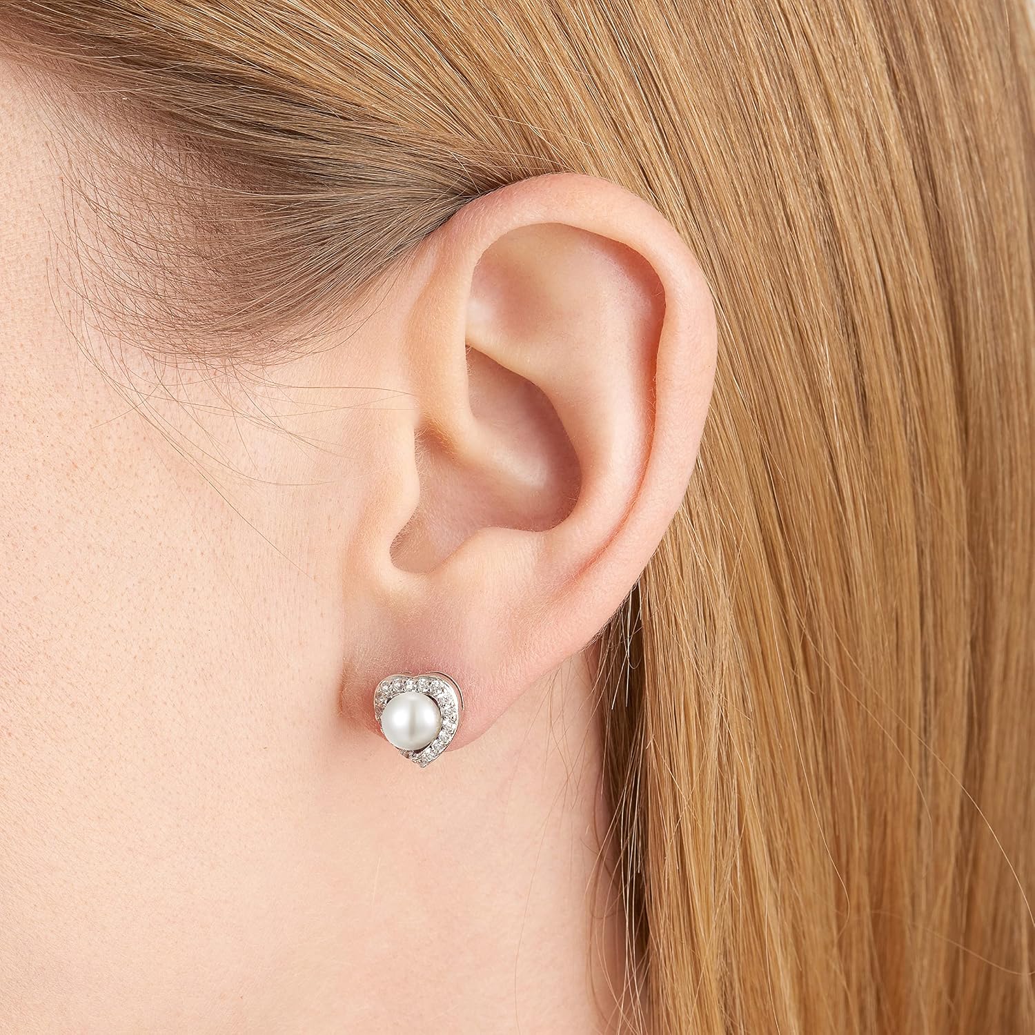 MORGAN & PAIGE .925 Sterling Silver Gemstones and White Sapphire Halo Heart Pendant Necklace, Ring and Stud Earrings for Women Set - Birthstone Jewelry Sets for Women, 18in Cable Chain, Size 7 Ring