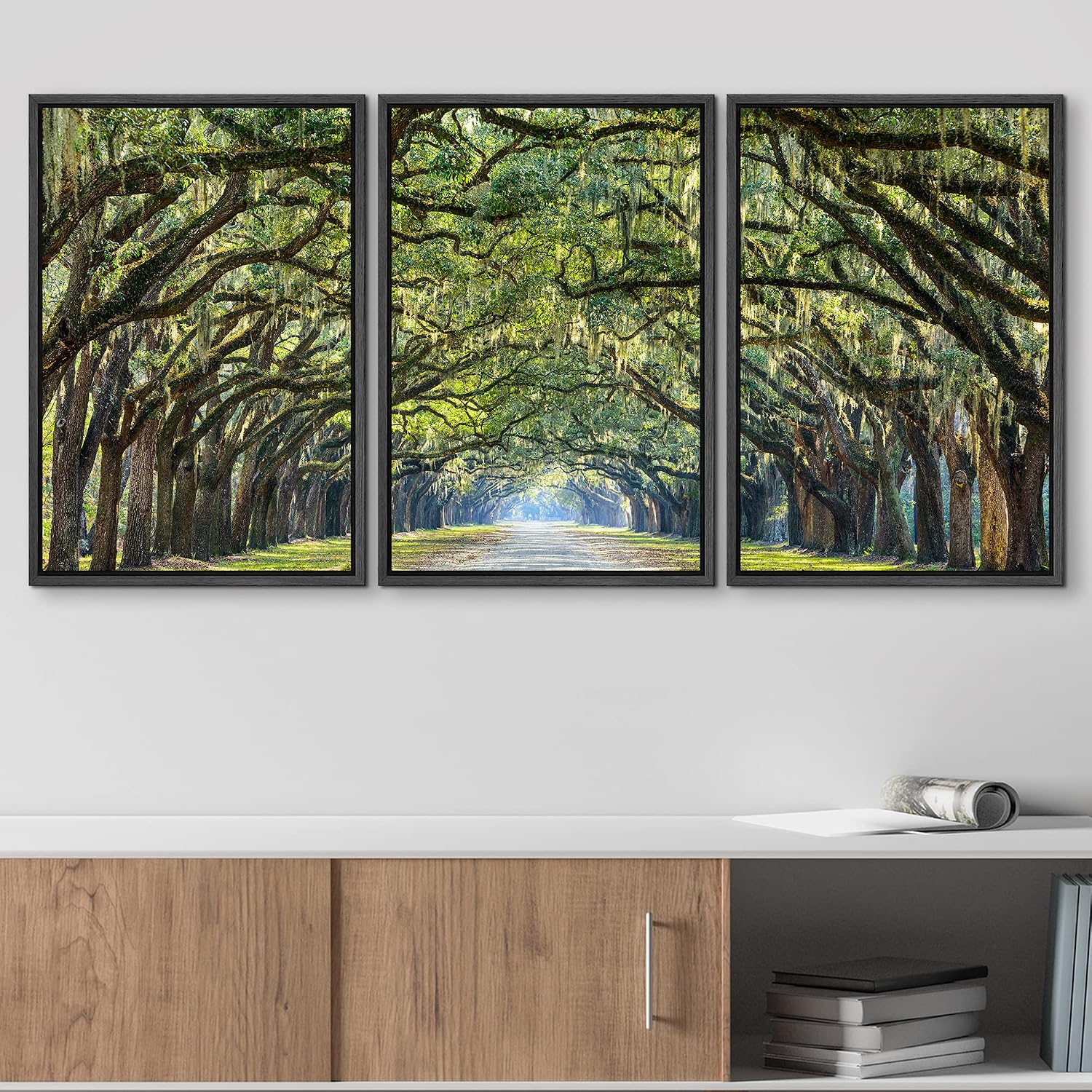 wall26 Framed Canvas Print Wall Art Set Path Through The Hanging Tree Archway Nature Wilderness Photography Realism Contemporary Colorful Ultra for Living Room, Bedroom, Office - 16'x24'x3 Black