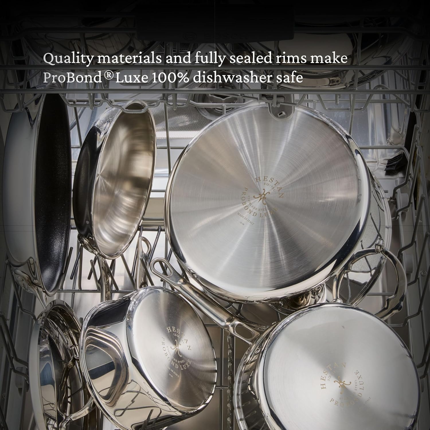 Hestan ProBond Luxe 3.5-Quart Sauteuse Braiser with Lid, Professional Clad Stainless Steel, ProCore Tri-Ply Clad Construction, Polished Exterior, Induction & Oven Safe