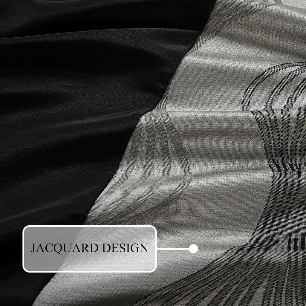 Stratford Park Elegant Black and Silver Comforter Set King Size, 7 Pieces Bedding & Collection, Jacquard All Season Comforter & Pillows, Ultra-Soft Microfiber