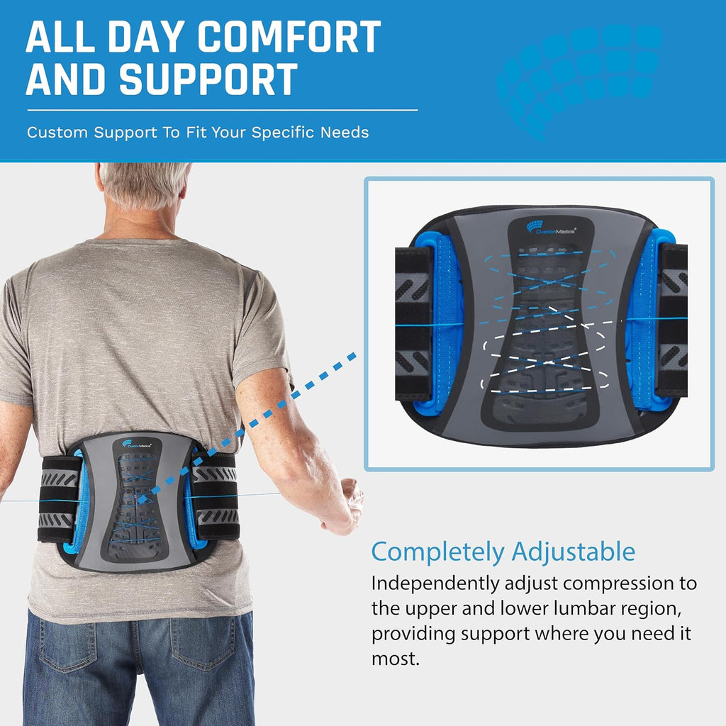 Nu-Form Universal Lower Back Brace - LSO Back Brace with Adjustable Closure - Lumbar Support Belt for Strains, Spondylolisthesis & Sciatica Pain Relief - Back Brace for Lower Back Pain