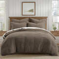 Levtex Home Mills Waffle Queen Duvet Cover Set (90x94in) with 2 Pillow Shams (26x20in) - Latte - 100% Cotton Queen Size Duvet Cover Set - Soft, Pre-Washed