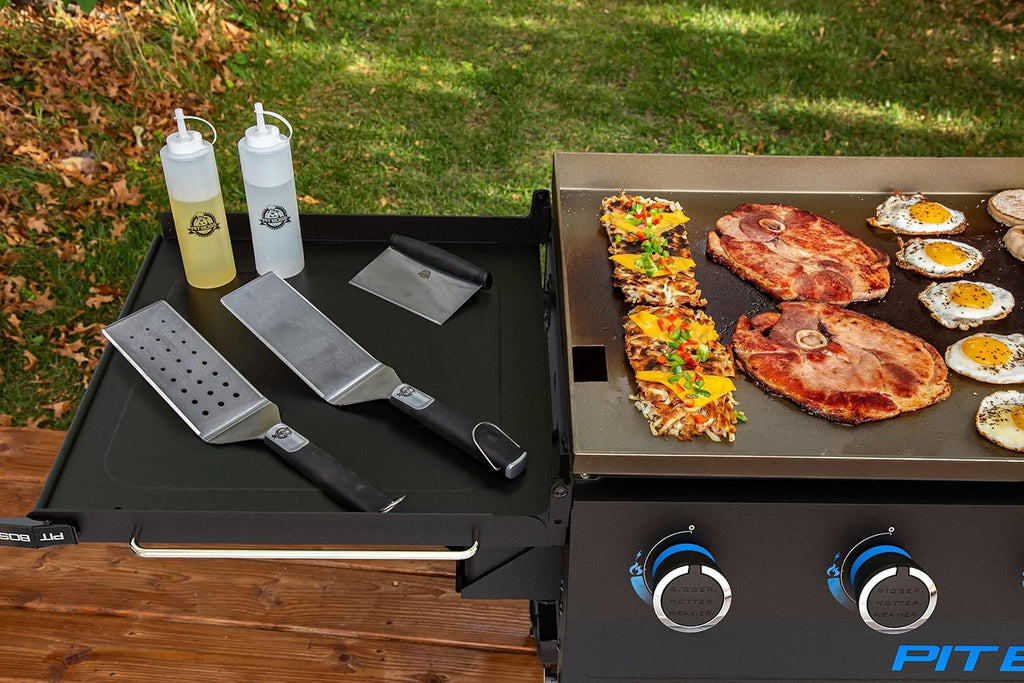 Pit Boss 11004 5-Burner with Folding Shelves Griddle, Black