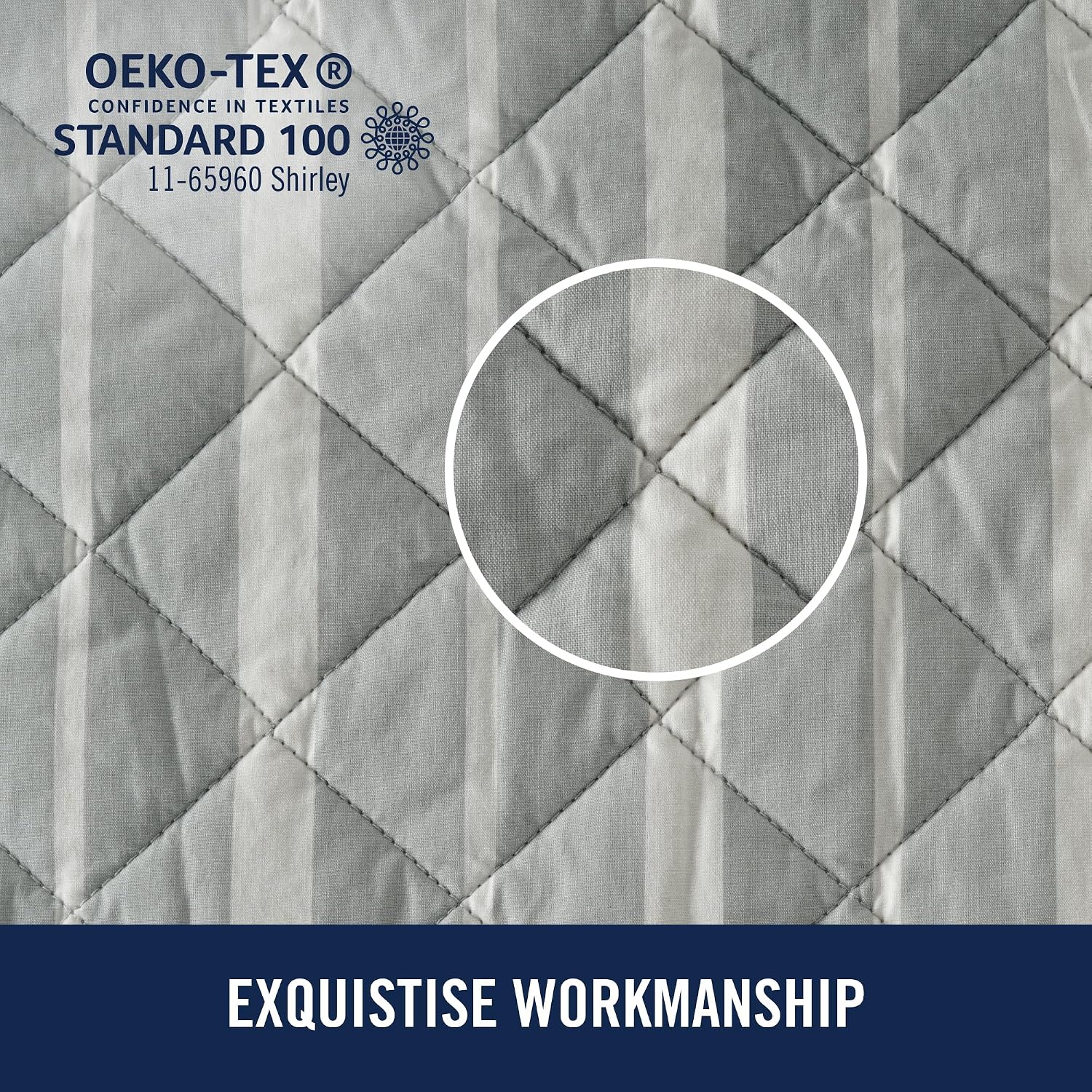 Izod 100% Cotton Percale Pre-Washed Quilt Set, Ultra-Soft & Reversible Bedding, Twin Sheets Set, Wrinkle-Resistant 2-Pc Cotton Bedspread with Matching Shams, All-Season Comfort - Grey Stripe