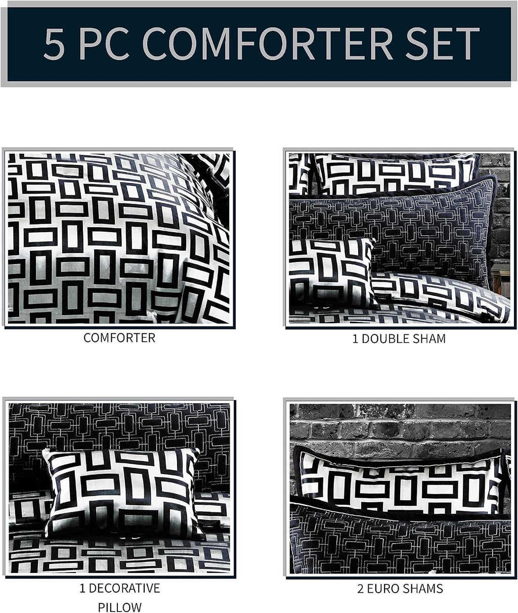 Riverbrook Home Elegant Collection Comforter Set, King, Kacy - Graphite/Black, 5-Piece Set