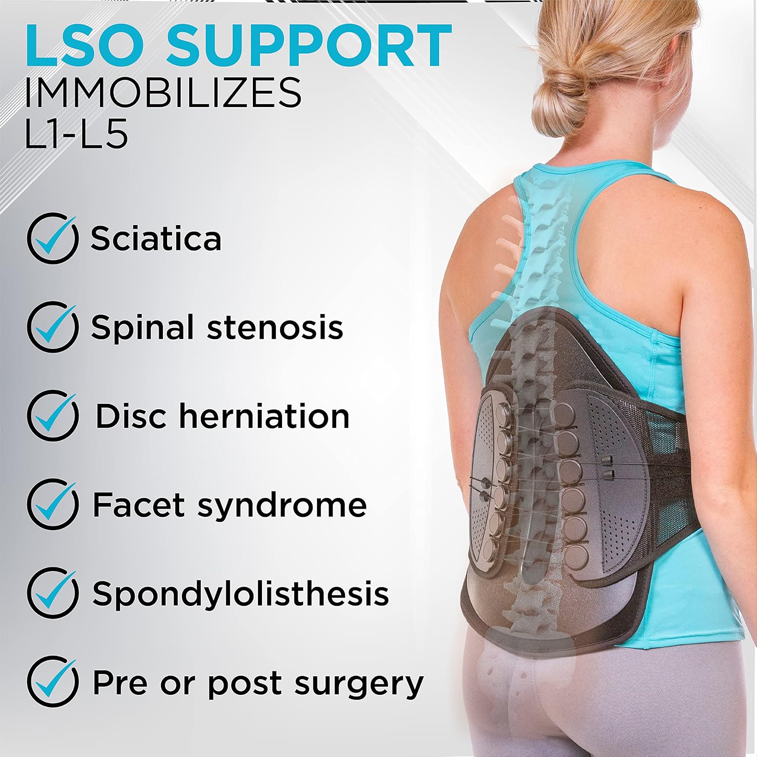 BraceAbility Lumbar Decompression Support Belt - Extra Large Adjustable Spinal Corset Brace for Discectomy, Laminectomy, Disc Injury, Back Muscle Spasms, Pre and Post Spine Surgery Protection (XL)