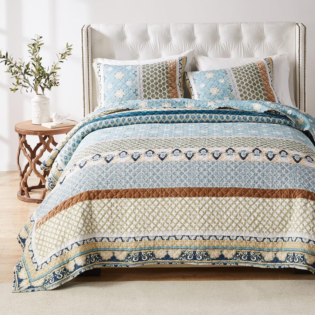 Greenland Home Thalia Quilted Bedding Set, 3-Piece Full/Queen, Blue, One Set