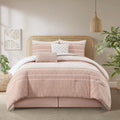 Stratford Park Cotton Queen Size Comforter Set, Blush Geometric Jacquard Bedding Set, Cozy 6 Piece Bedding Set, Bedskirt, Pillows & Shams, Home Decor