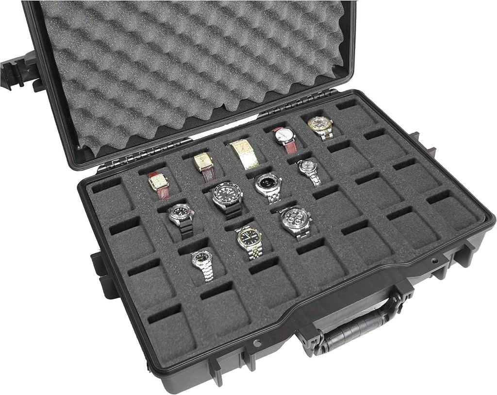 Case Club 28 Watch Carry Case - Organize & Protect Your Watch Collection in a Heavy Duty, Waterproof, Travel & Storage Case - For Men's & Women's Watches of Various Sizes in a Padlockable Display Box