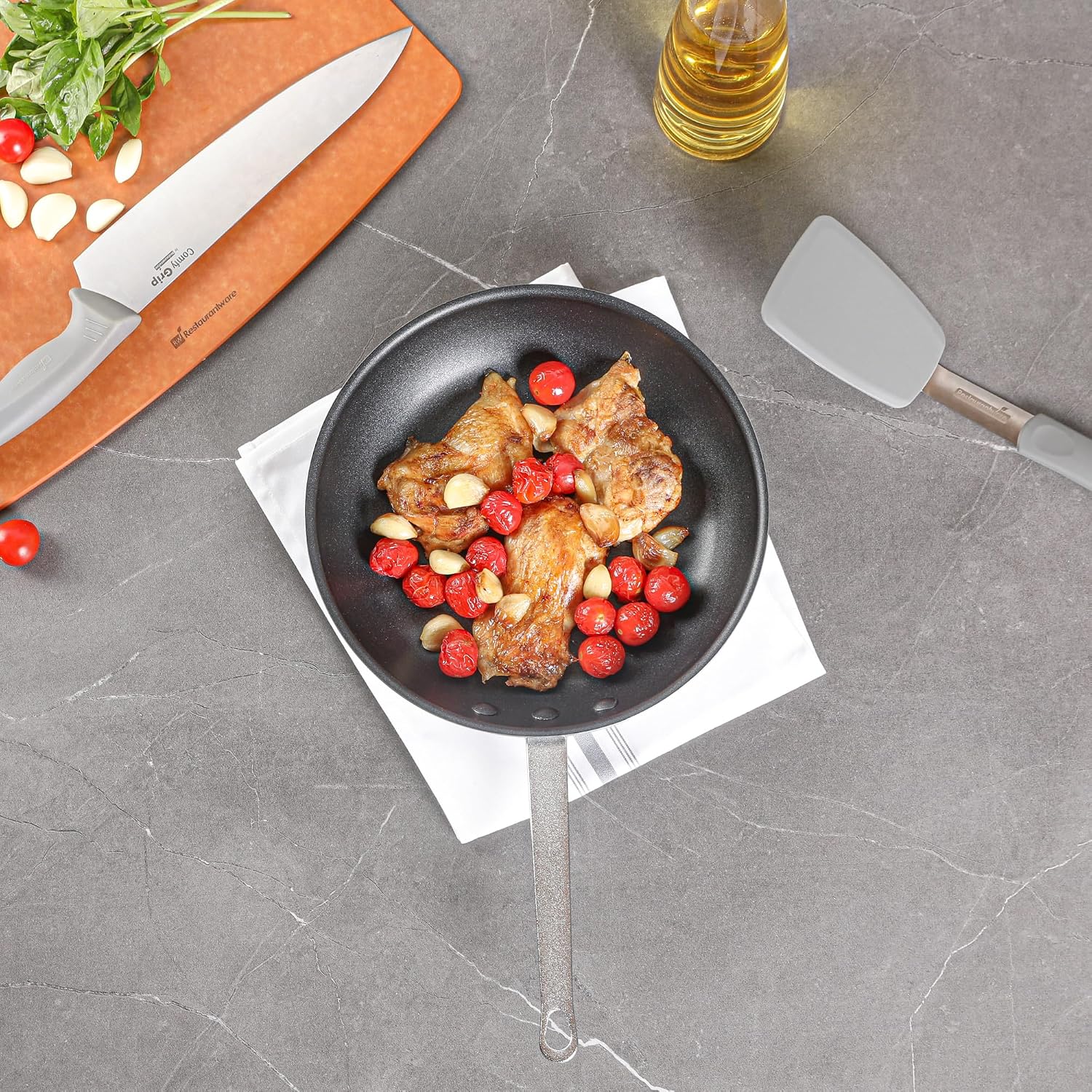 Restaurantware-Met Lux 10 Inch Fry Pans, Set Of 6 No-Stick Frying Pans - Induction-Ready, Triple-Riveted, Black Aluminum Cooking Skillets, Durable, For Searing, Sautéing, And Browning Food