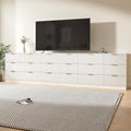 White Dresser Set of 2, Long Dresser for Bedroom Wooden with 18 Drawers, Fluted Modern Bedroom Furniture Set, TV Stand Dressers & Chests of Drawers for Closet (15.7'D x 125.8'W x 31.8'H)