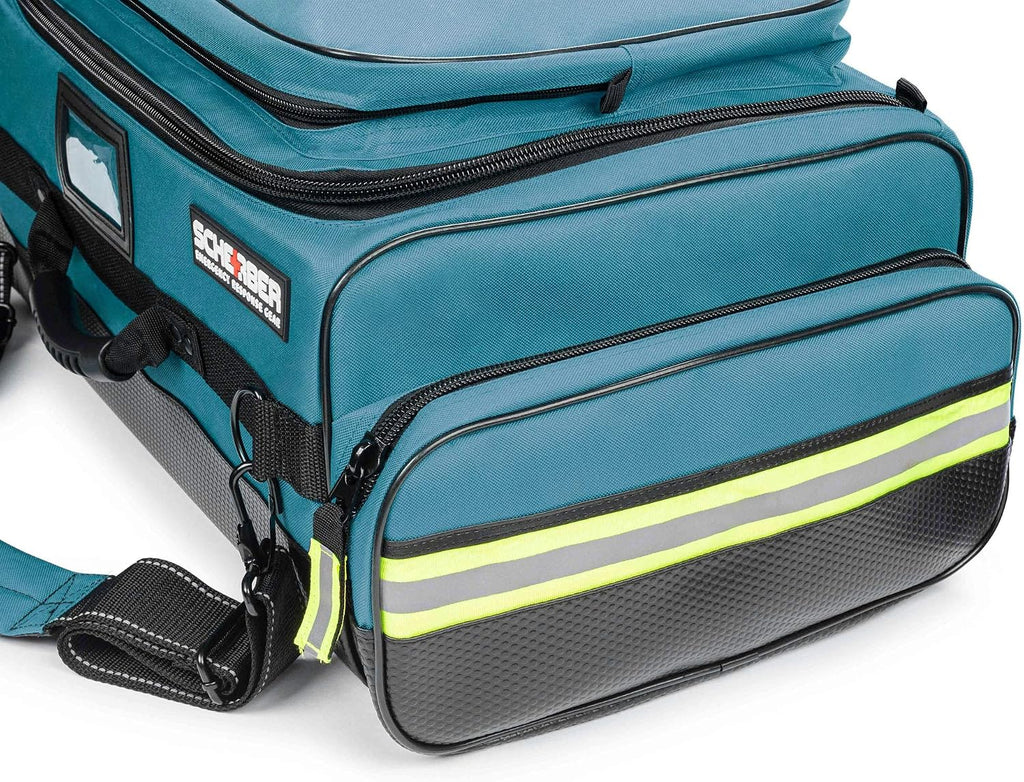 Scherber Fully Stocked First Responder Ultimate Professional EMT/EMS Trauma Kit | HSA/FSA Approved | w/10+ Compartments, Zippered Pockets, Dividers, Oxygen Access & 260+ First Aid Supplies (Blue)
