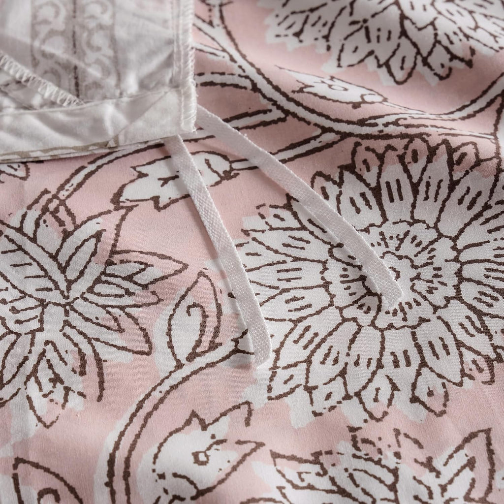 Levtex Home Adare Blush Reversible Full/Queen Comforter Set (90x94in) with 2 Pillow Shams (26x20in) - Floral Bedding - Blush and White - 100% Cotton Full/Queen Size Comforter Set - Soft, Pre-Washed