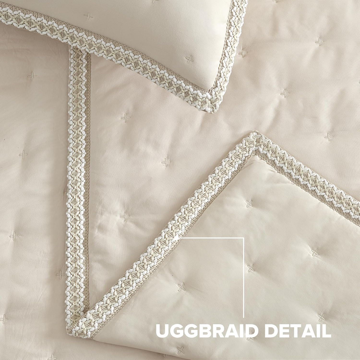 UGG Braid Twin/Twin XL Quilt Set, 2 Piece Breathable Plush Soft Comfortable Luxury Home Deco Quilt Set, Cream Birch