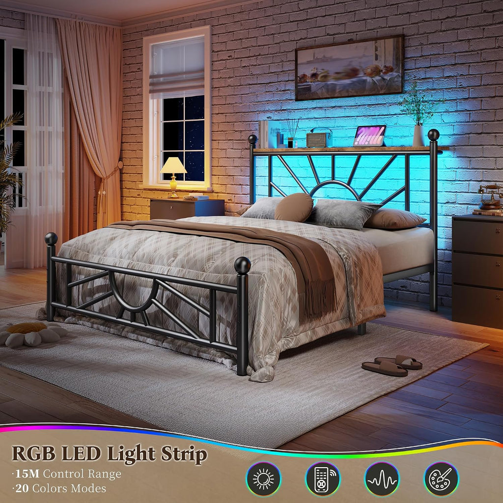 Homkdom 14 inch Twin Metal Platform Bed Frames with Headboard and Footboard, Victorian Twin Bed Frame with Under Bed Storage/No Box Spring Needed/Noise-Free/Easy Assembly, Black