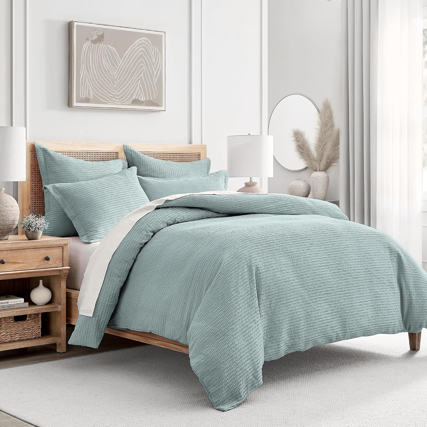 Levtex Home - Cloud Waffle Blue Haze Comforter Set - King Comforter + Two King Pillow Cases - Waffle Weave - Blue Haze - Comforter (106 x 94in.) and Pillow Case (36 x 20in.) - Cotton