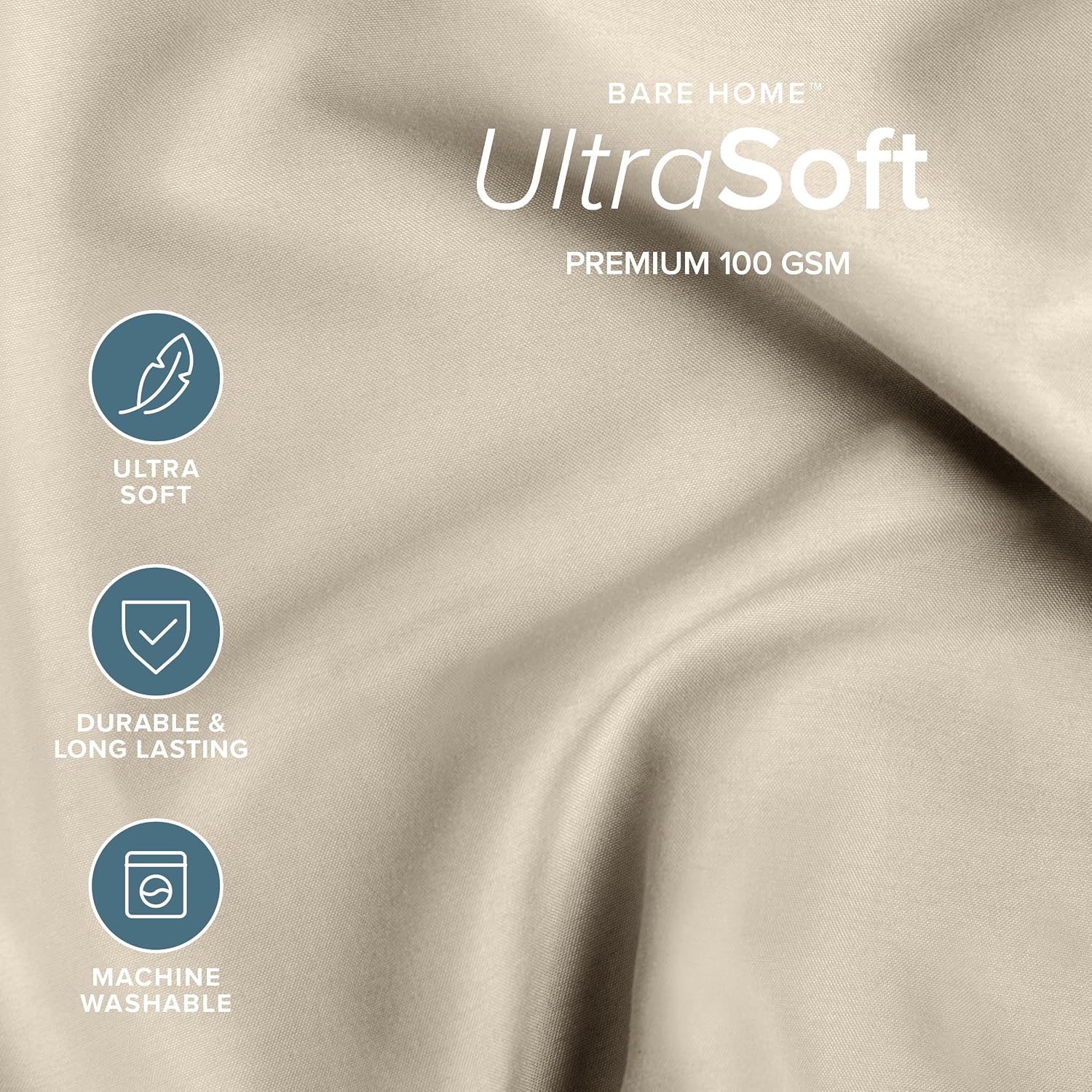 Bare Home Bed-in-A-Bag 8 Piece Comforter & Sheet Set - Split King - Goose Down Alternative - Ultra-Soft 1800 Premium Bed Set (Split King, Taupe/Sand)