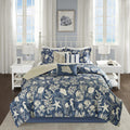 Madison Park 100% Cotton Comforter Set - Coastal Coral, Starfish Design All Season Down Alternative Cozy Bedding with Matching Shams, Decorative Pillow, Queen(90'x90'), Blue, Cape Cod Navy 7pcs