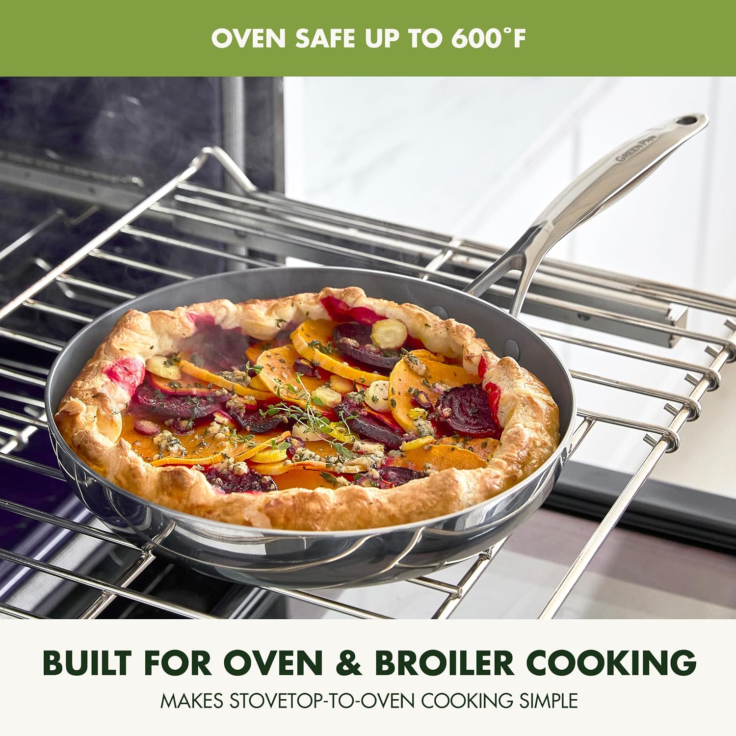 GreenPan Valencia Pro Tri-Ply Stainless Steel 8' & 10' Frying Pan Skillet Set, PFAS-Free Ceramic Nonstick Coating, Induction Ready Cookware, All Cooktops, Eggs & Omelets, Dishwasher & Oven Safe 600F