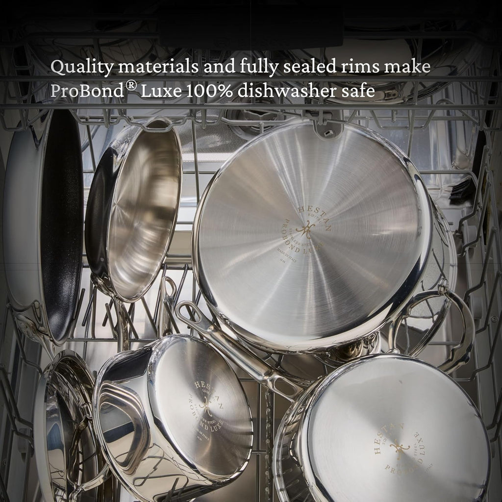 Hestan ProBond Luxe 3.5-Quart Sauté Pan with Lid, Professional Clad Stainless, ProCore Tri-Ply Clad Construction, Polished Exterior, Induction & Oven Safe