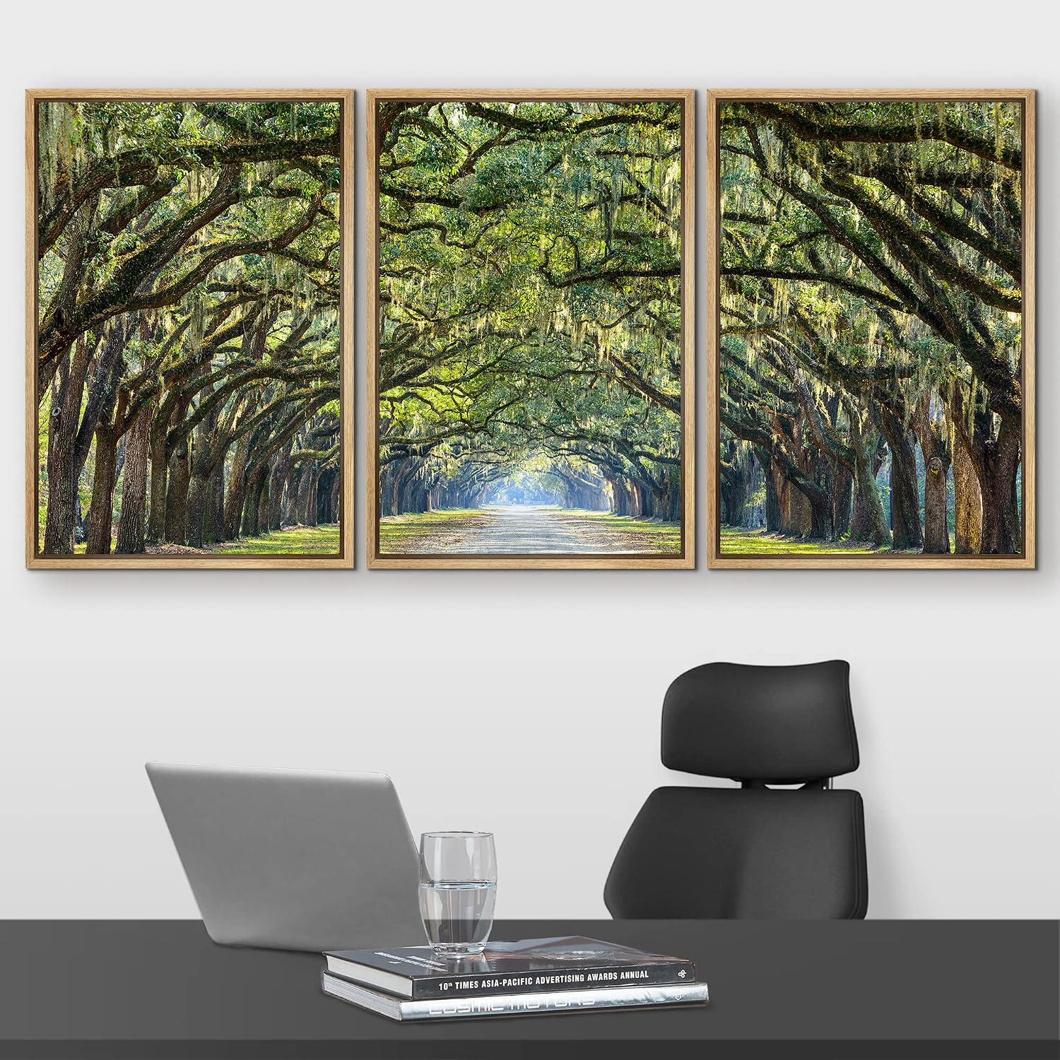 wall26 Framed Canvas Print Wall Art Set Path Through The Hanging Tree Archway Nature Wilderness Photography Realism Contemporary Colorful Ultra for Living Room, Bedroom, Office - 16'x24'x3 Natural