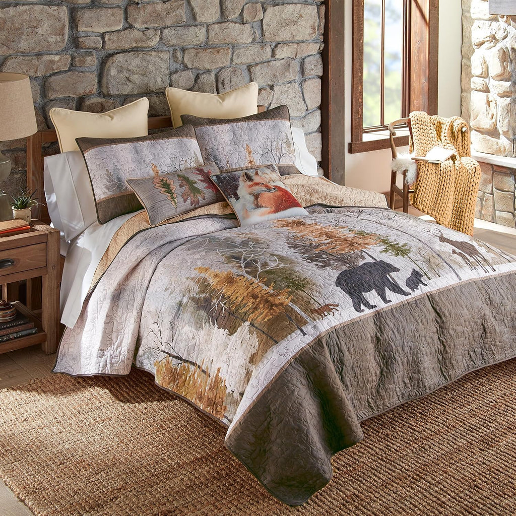 Donna Sharp Dawn Mist Polyester Bedding Set - 3-Piece King Size Quilt Set - Includes 1 Quilt and 2 King Pillow Shams - Machine Washable - Traditional Design
