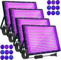 4 Pack 300W Blacklight 336 LEDs, UV Lamp Black Lights for Glow Party, 395nm, IP65 Outdoor Black Light Fixture for Halloween, Glow in The Dark Party, Fluorescent Poster Tapestry, Body Painting