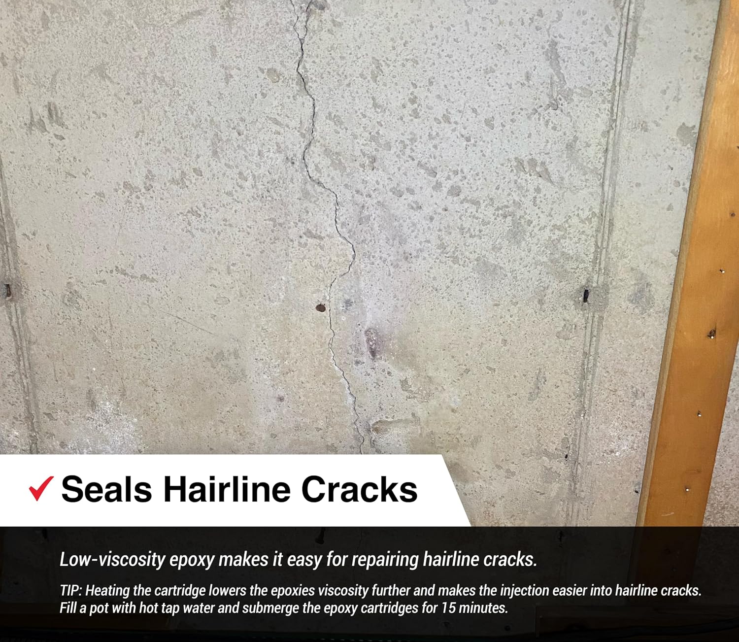 RadonSeal Epoxy Concrete Crack Repair Kit (20 ft) – Low-Viscosity Epoxy Injection for Basement & Foundation Walls – Structural Crack Repair System