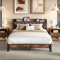 LIKIMIO Full Bed Frame, Storage Headboard with Charging Station, Solid and Stable, Noise Free, No Box Spring Needed, Easy Assembly