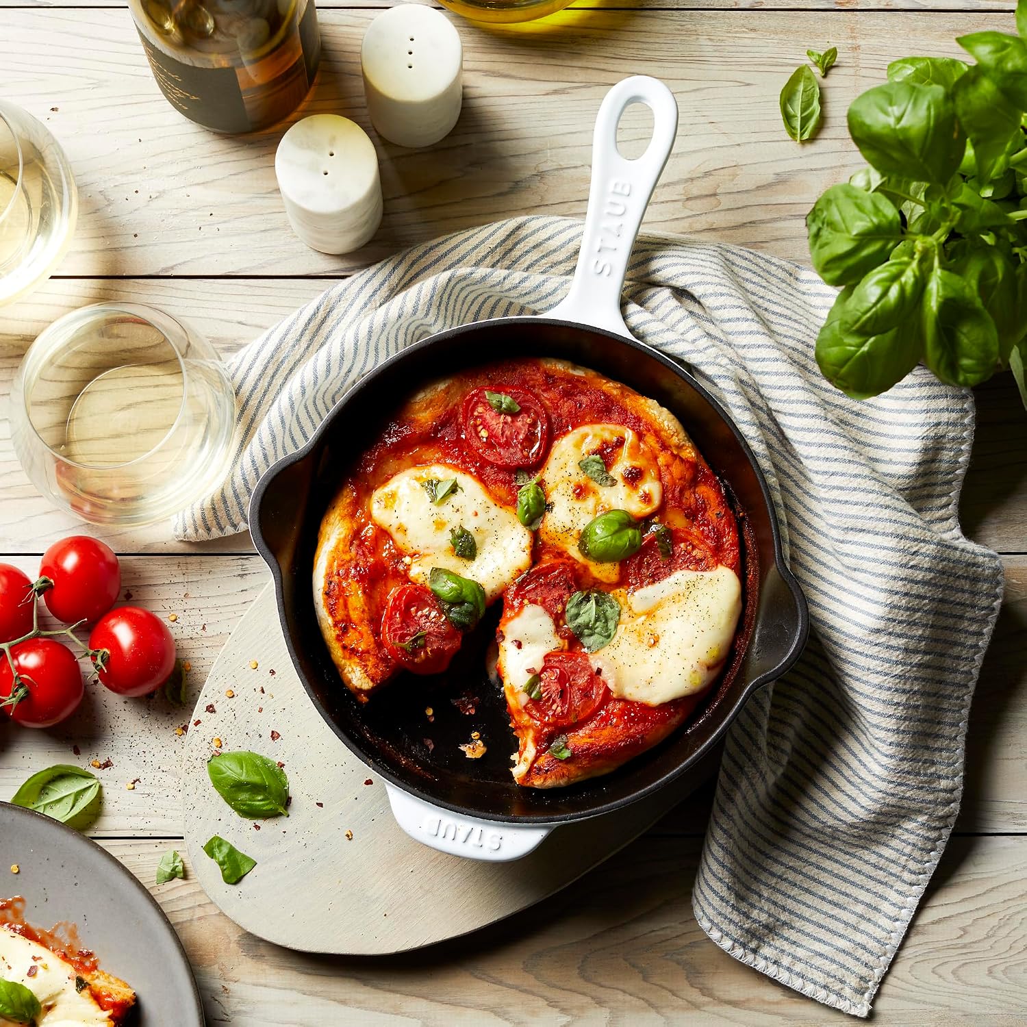 STAUB Cast Iron 8.5-inch Traditional Deep Skillet - White