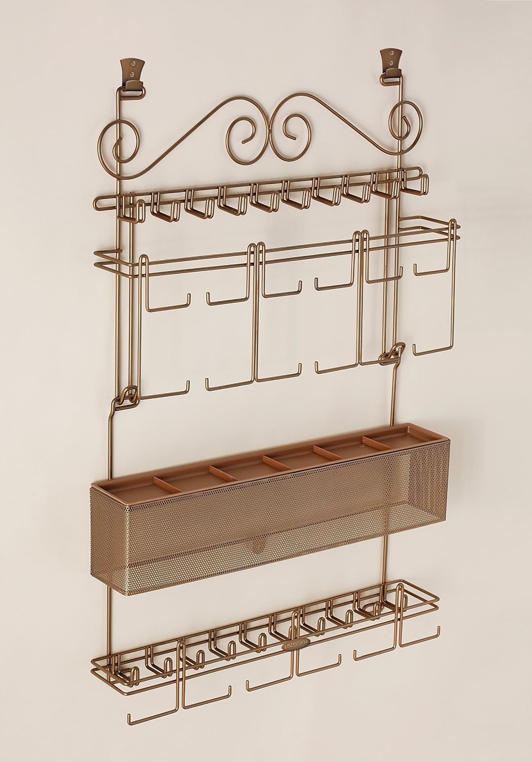 Longstem Hanging Jewelry Organizer #7100 in Bronze Over the Door/Wall Holds Over 300 Pieces All in One Jewelry Storage for Earrings Necklace Bracelet and Watches