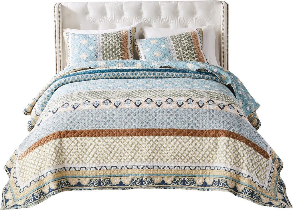 Greenland Home Thalia Quilted Bedding Set, 3-Piece Full/Queen, Blue, One Set