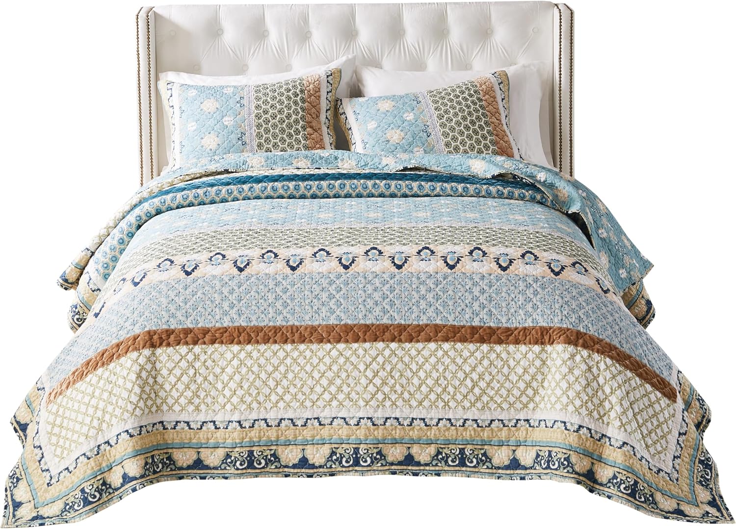 Greenland Home Thalia Quilted Bedding Set, 3-Piece Full/Queen, Blue, One Set