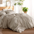 Bedsure Linen Duvet Cover King - Linen Cotton Blend Duvet Cover, PureWoven Cooling & Breathable Bedding Set for Hot Sleepers, Moisture Wicking & Durable Cover Set 3 Piece (Natural Color)