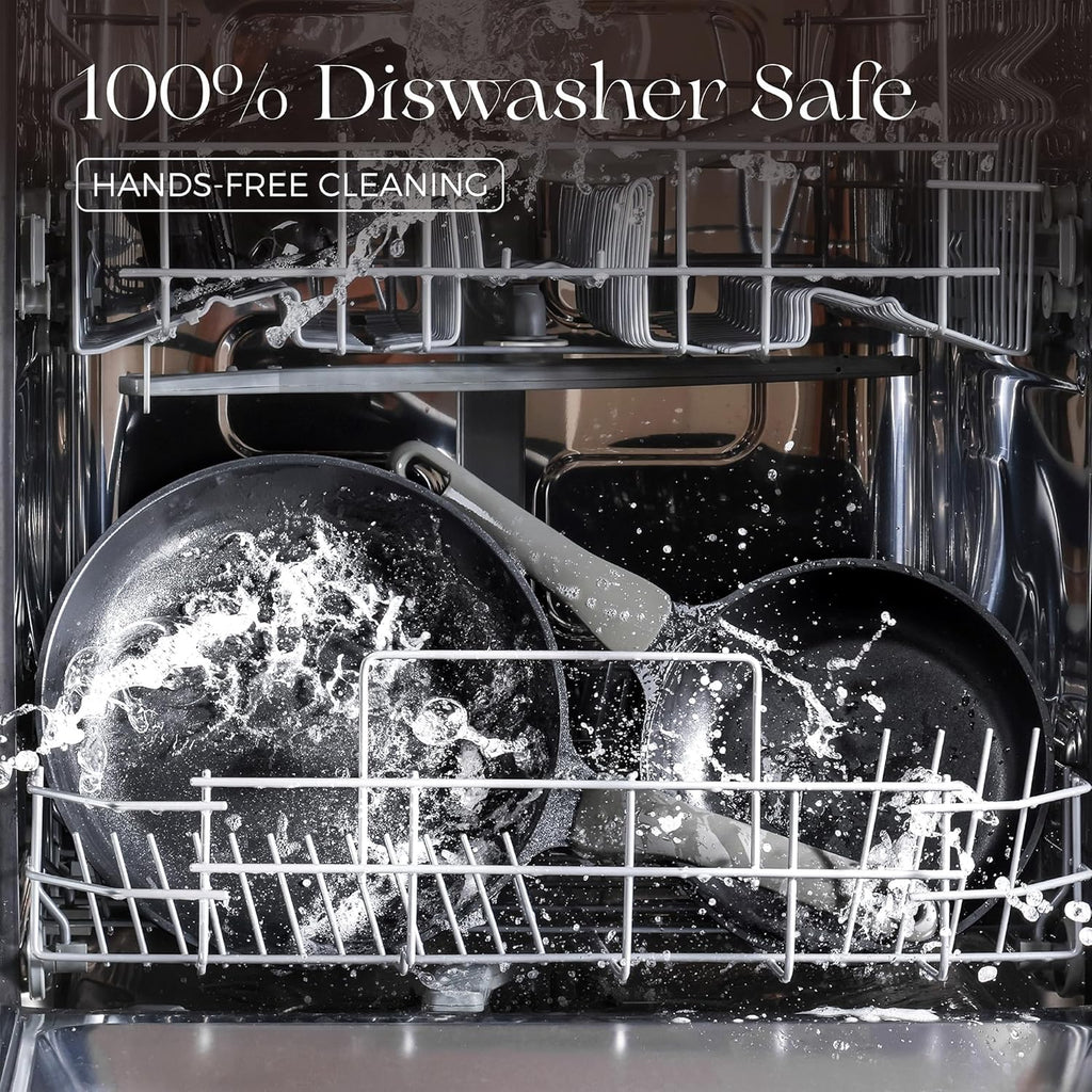 PRICUSIS Pots and Pans Set Nonstick, 21Pcs Induction Compatible, Stay Cool Handle, Fully Coated, 100% Dishwasher Safe, PFOA Free Omelet Pans, Warp Resistant (Black Sesame)