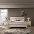 Roundhill Furniture Imerland Contemporary White Wash Finish 3-Piece Bedroom Set-King Bed and Two Nightstands