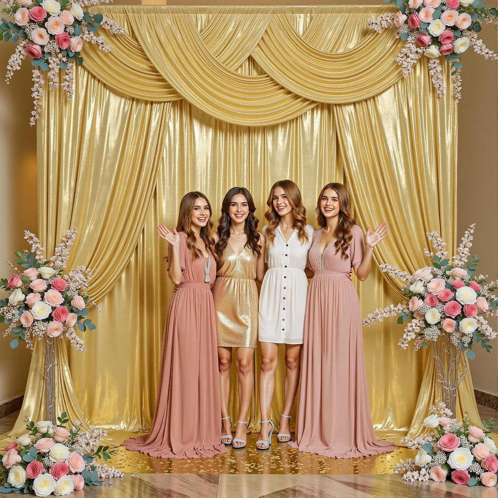 40ftx10ft Thick Gold Glitter Backdrop Curtain for Parties, Wrinkle Free Sparkling Sequin Backdrop Drapes, 8 Panels 5x10ft Shimmer Photo Back Drop Cloth for Wedding Birthday Photography Background