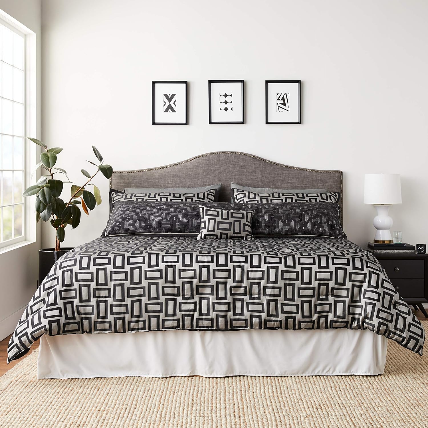 Riverbrook Home Elegant Collection Comforter Set, King, Kacy - Graphite/Black, 5-Piece Set