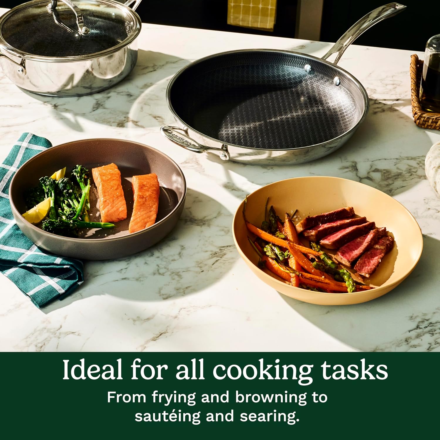 Cuisinart FusionPlus Hybrid Stainless Steel Cookware Set, 2-Piece Skillet Cooking Set with PFAS-Free PURELYSEAR Ceramic Technology, Scratch Proof, Cool Grip Handles, Dishwasher Safe
