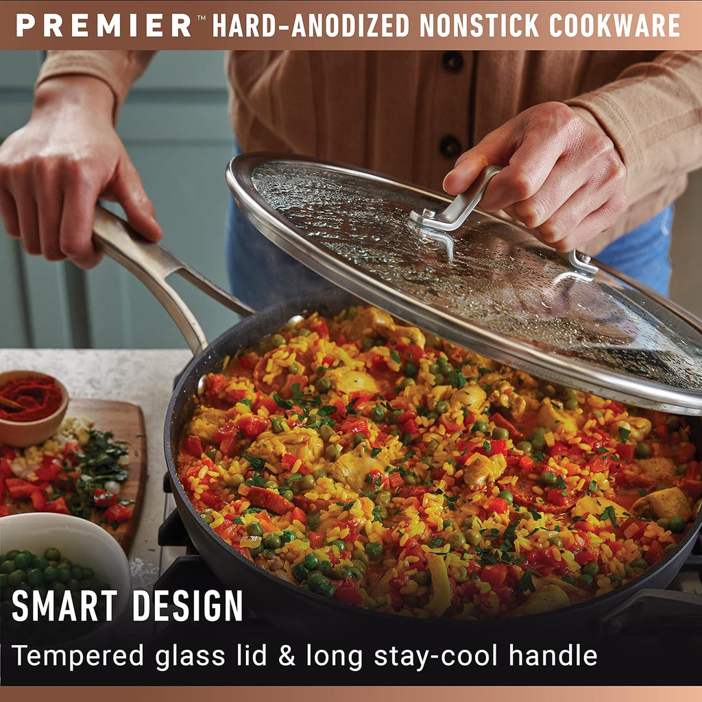 Calphalon Premier Space-Saving Nonstick Cookware Set, 13-inch, Stackable, Hard-Anodized Aluminum