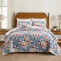 Modern Heirloom Americana Heartland Quilt Set, Full/Queen | Pieced Sashing with Printed Star & Pinwheel Blocks| Red, White, and Blue| Cotton Face and Fill| 3-Piece
