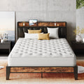 LIKIMIO Full XL Bed Frame, Storage Headboard with Charging Station, Solid and Stable, Noise Free, No Box Spring Needed, Easy Assembly(Vintage and Black)
