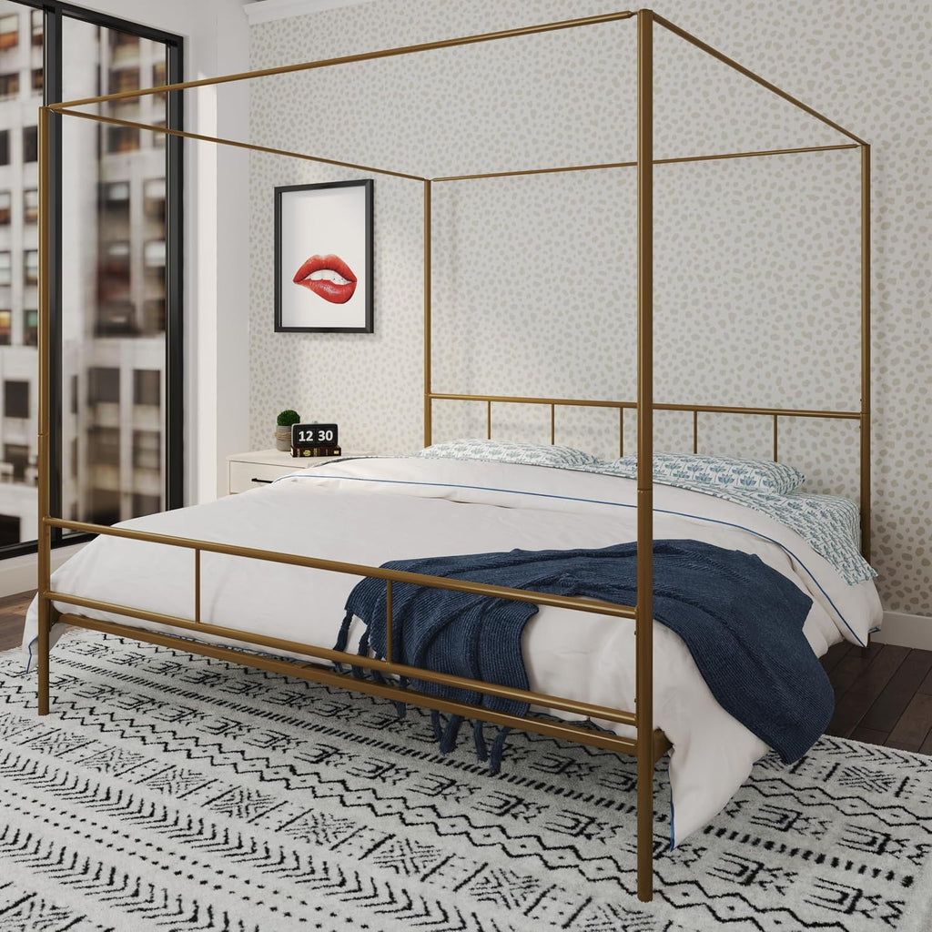 Novogratz Marion Canopy Bed, King, Gold